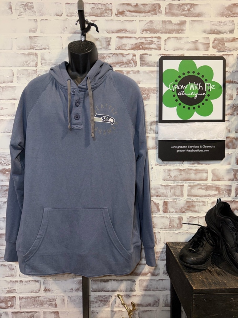 NFL Slate Blue Seattle Seahawks Pullover Henley Hoodie